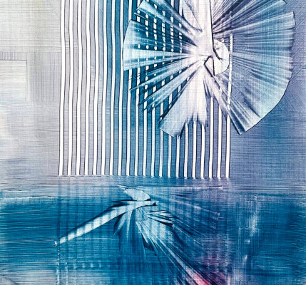 In dem Werk "Flüssige Lichter in Landschaften #9" habe ich mit Acrylfarben auf Papier eine harmonische Verbindung von Struktur und Fluss geschaffen. Klare Linien stehen für Ordnung und Stabilität, während die sanften, spiraligen Formen Bewegung und Freiheit symbolisieren.